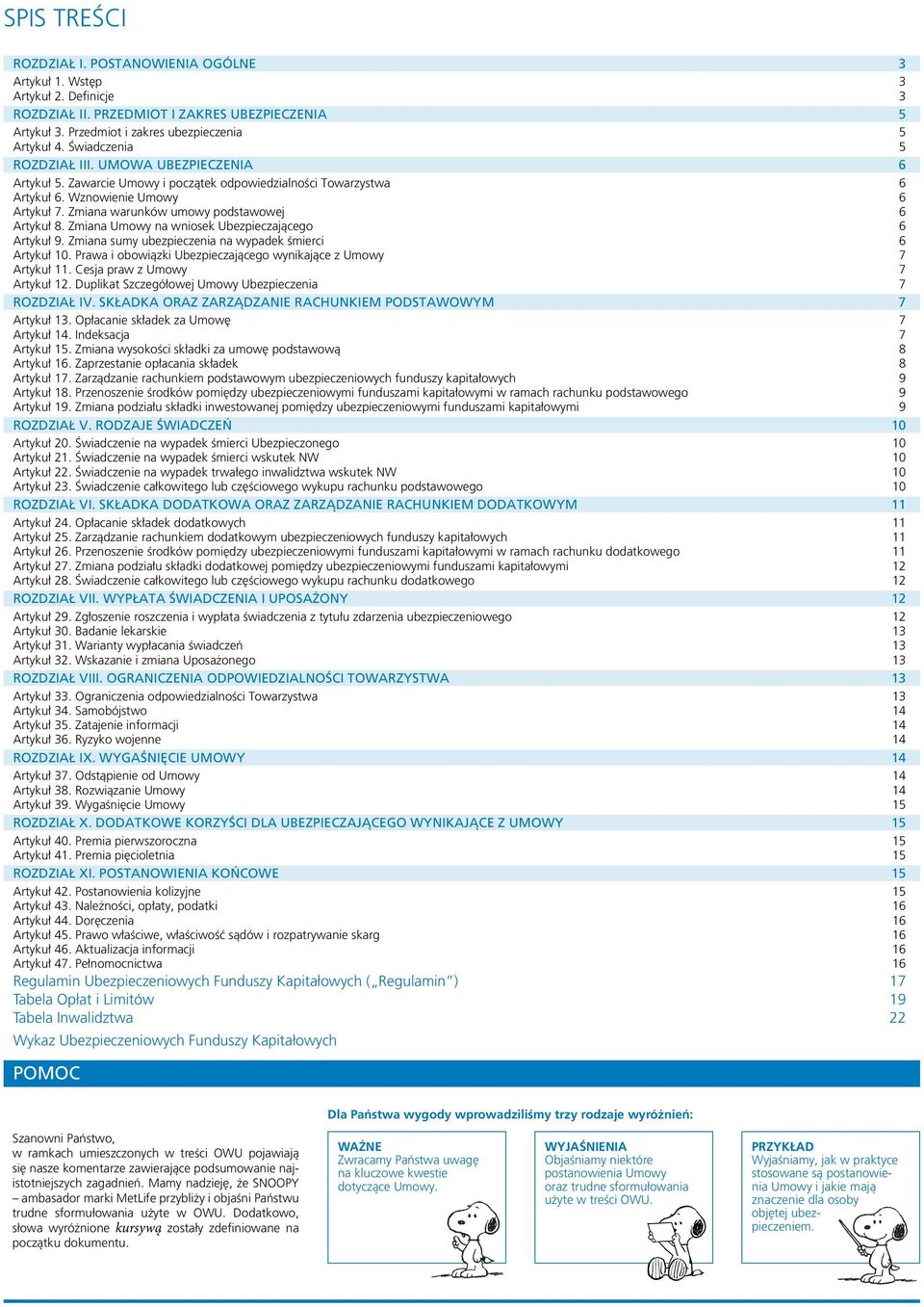 Zmiana warunków umowy podstawowej 6 Artykuł 8. Zmiana Umowy na wniosek Ubezpieczającego 6 Artykuł 9. Zmiana sumy ubezpieczenia na wypadek śmierci 6 Artykuł 10.