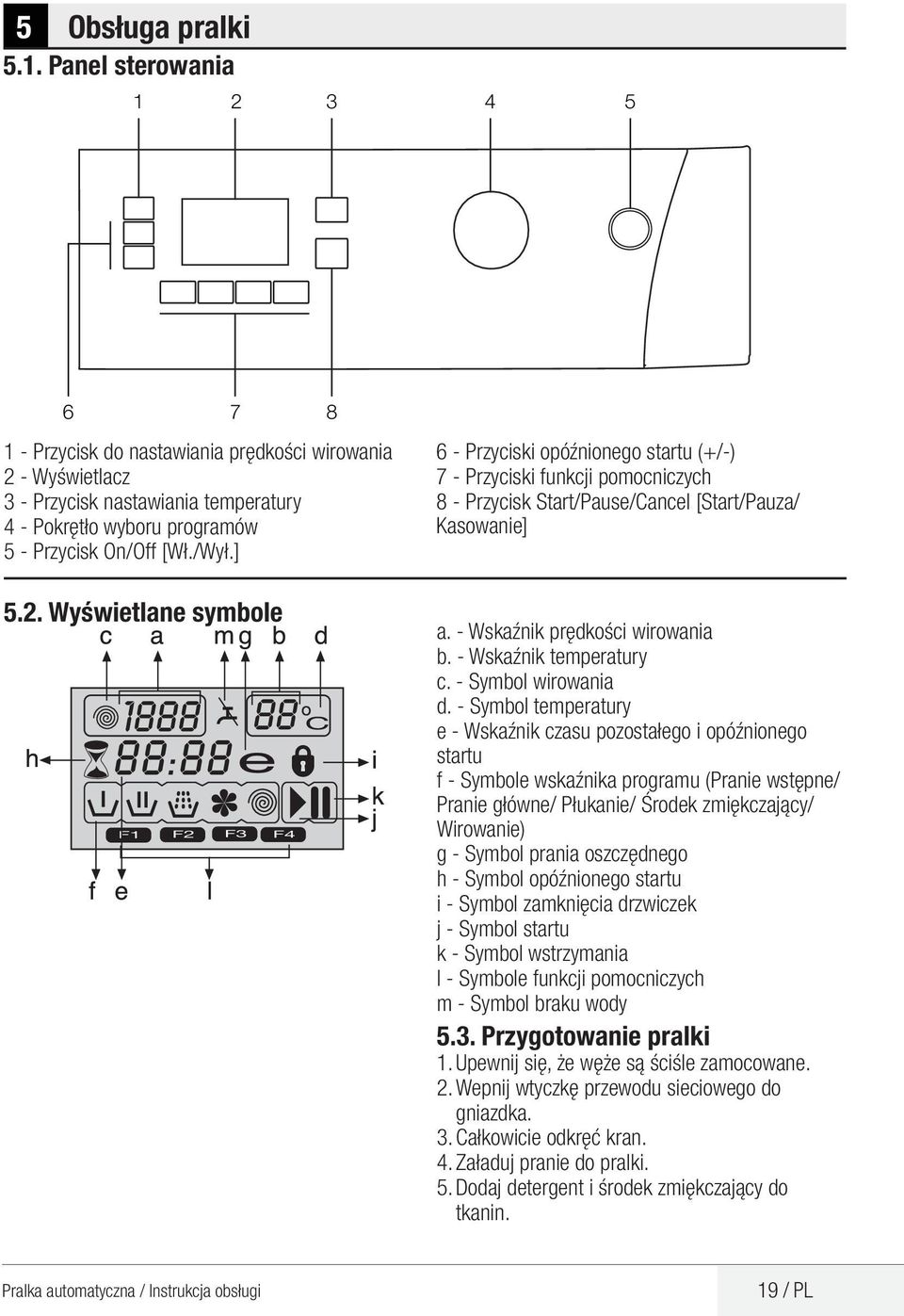 - Wskaźnik prędkości wirowania b. - Wskaźnik temperatury c. - Symbol wirowania d.