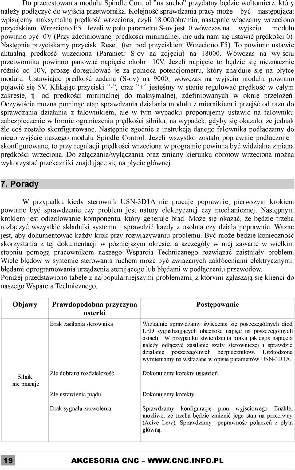 Jeżeli w polu parametru S-ov jest 0 wówczas na wyjściu modułu powinno być 0V (Przy zdefiniowanej prędkości minimalnej, nie uda nam się ustawić prędkości 0).