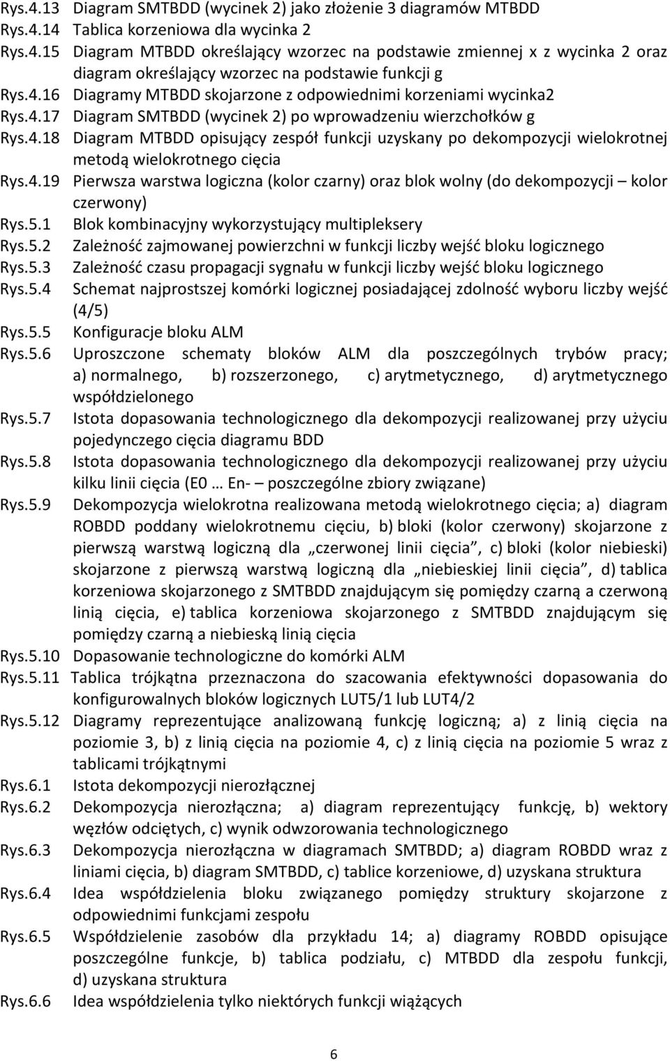 4.19 Pierwsza warstwa logiczna (kolor czarny) oraz blok wolny (do dekompozycji kolor czerwony) Rys.5.1 Blok kombinacyjny wykorzystujący multipleksery Rys.5.2 Zależność zajmowanej powierzchni w funkcji liczby wejść bloku logicznego Rys.