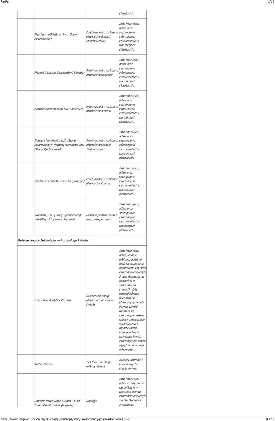 (Australia) Przetwarzanie i rozliczanie płatności w Australii. instrumentach i Network Merchants, LLC. (Stany Przetwarzanie i rozliczanie Zjednoczone); Network Merchants Inc.