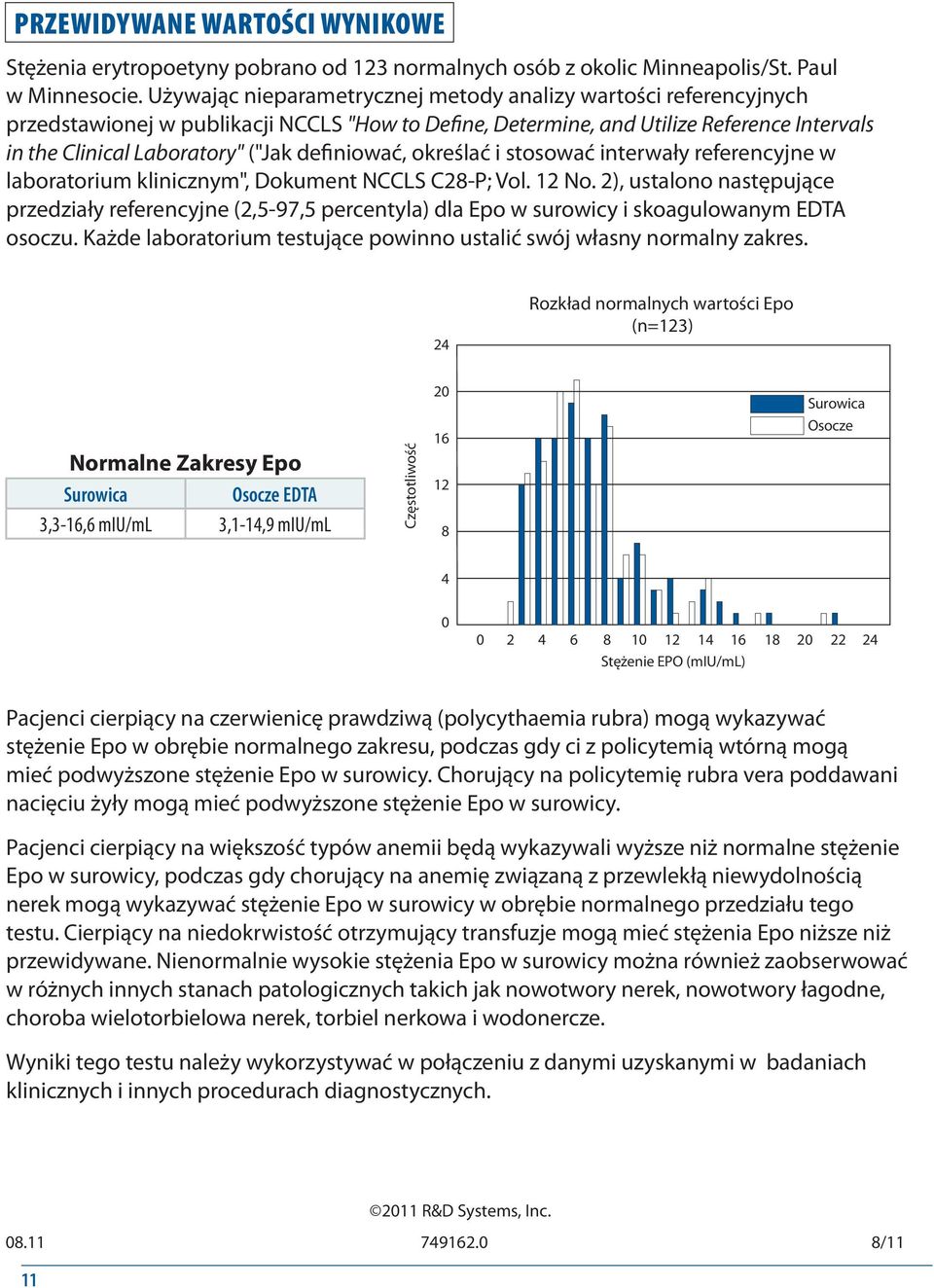 definiować, określać i stosować interwały referencyjne w laboratorium klinicznym", Dokument NCCLS C28-P; Vol. 12 No.