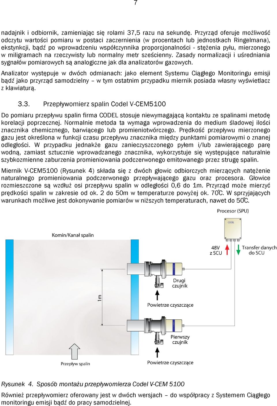 mierzonego w miligramach na rzeczywisty lub normalny metr sześcienny. Zasady normalizacji i uśredniania sygnałów pomiarowych są analogiczne jak dla analizatorów gazowych.