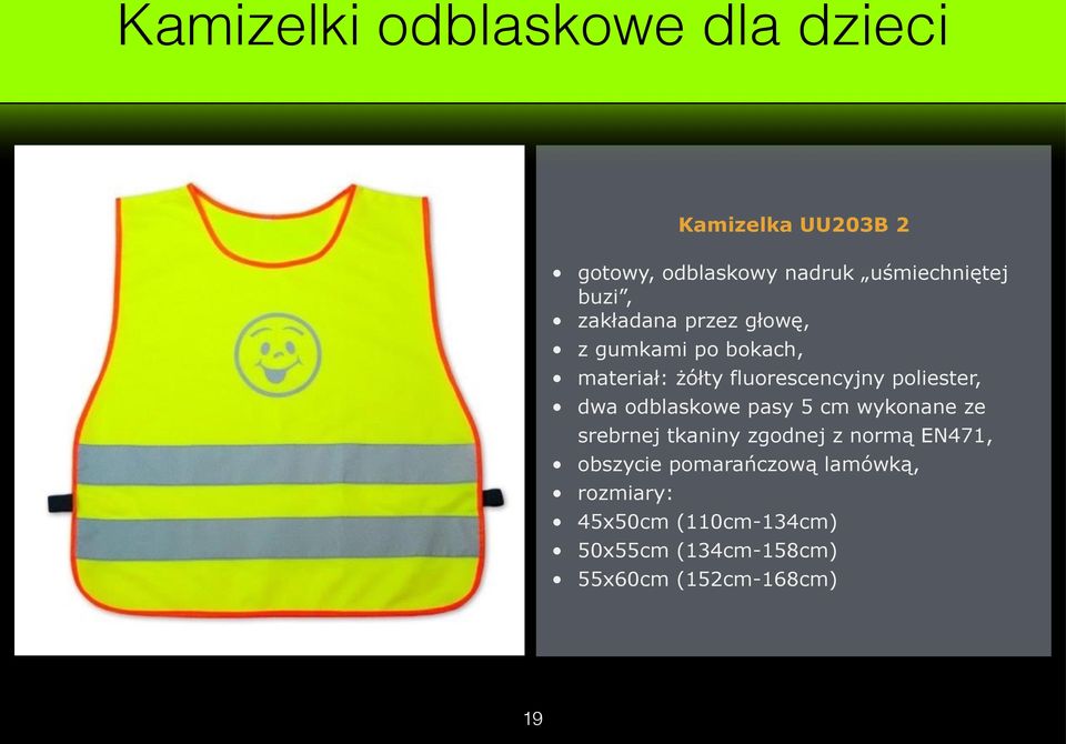 dwa odblaskowe pasy 5 cm wykonane ze srebrnej tkaniny zgodnej z normą EN471, obszycie