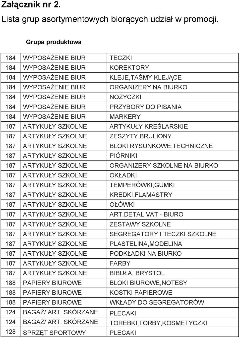 WYPOSAŻENIE BIUR PRZYBORY DO PISANIA 184 WYPOSAŻENIE BIUR MARKERY 187 ARTYKUŁY SZKOLNE ARTYKUŁY KREŚLARSKIE 187 ARTYKUŁY SZKOLNE ZESZYTY,BRULIONY 187 ARTYKUŁY SZKOLNE BLOKI RYSUNKOWE,TECHNICZNE 187