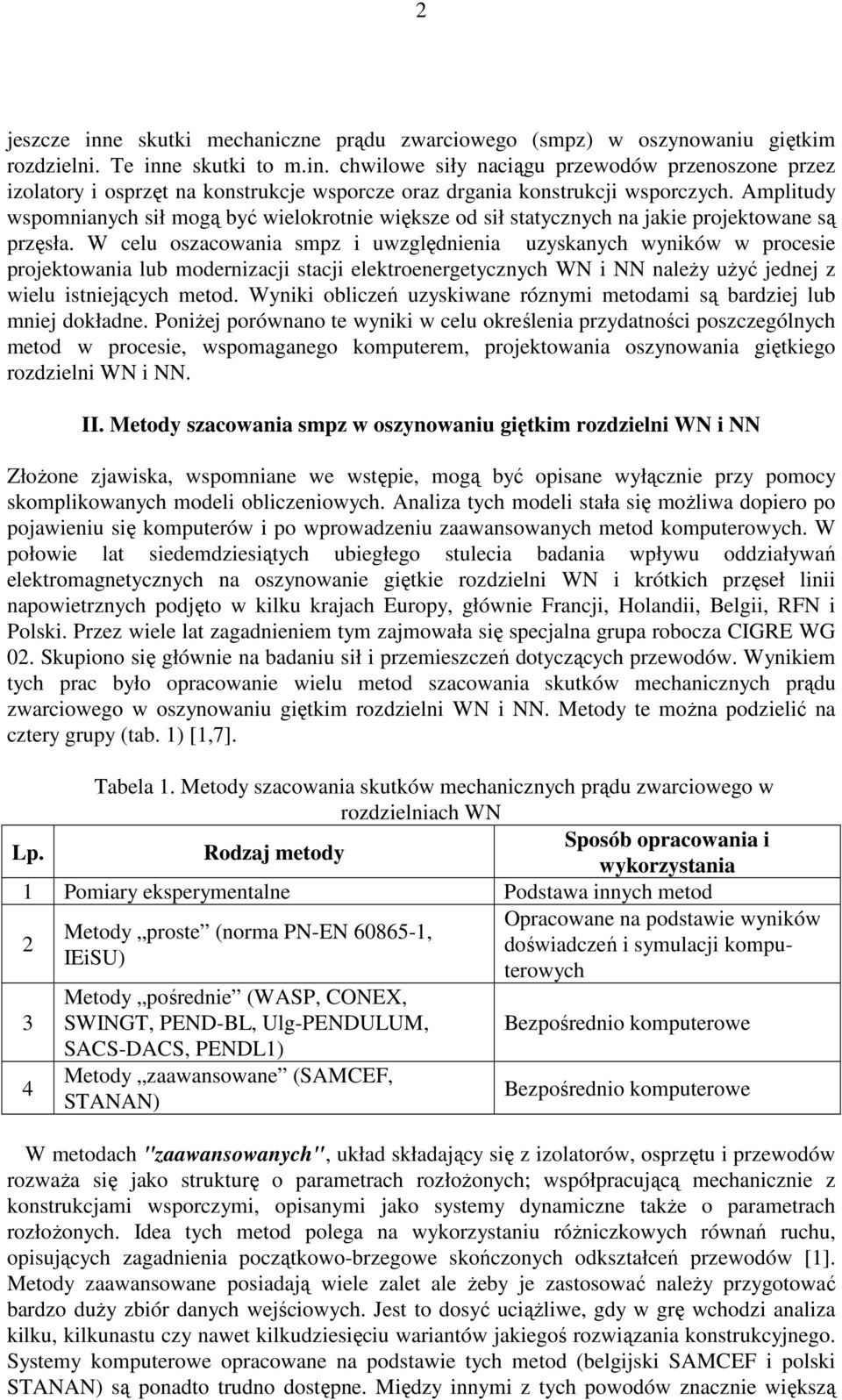 W celu oszacowania smpz i uwzględnienia uzyskanych wyników w procesie projektowania lub modernizacji stacji elektroenergetycznych WN i NN naleŝy uŝyć jednej z wielu istniejących metod.