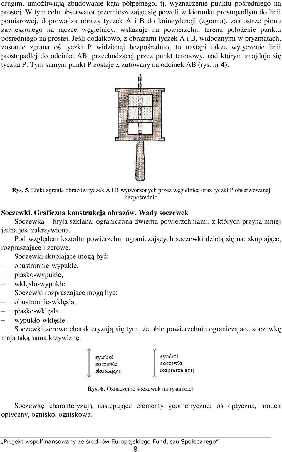 węgielnicy, wskazuje na powierzchni terenu połoŝenie punktu pośredniego na prostej.