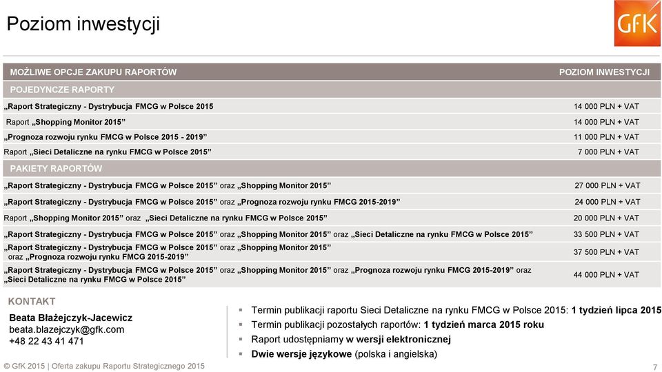Polsce 2015 oraz Shopping Monitor 2015 Raport Strategiczny - Dystrybucja FMCG w Polsce 2015 oraz Prognoza rozwoju rynku FMCG 2015-2019 Raport Shopping Monitor 2015 oraz Sieci Detaliczne na rynku FMCG