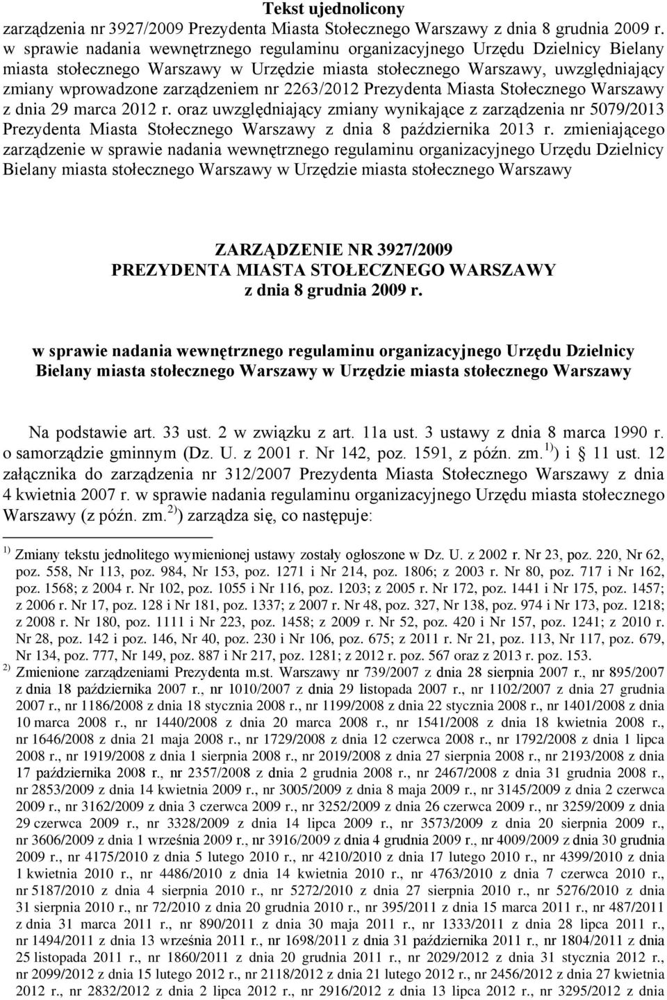 nr 2263/2012 Prezydenta Miasta Stołecznego Warszawy z dnia 29 marca 2012 r.