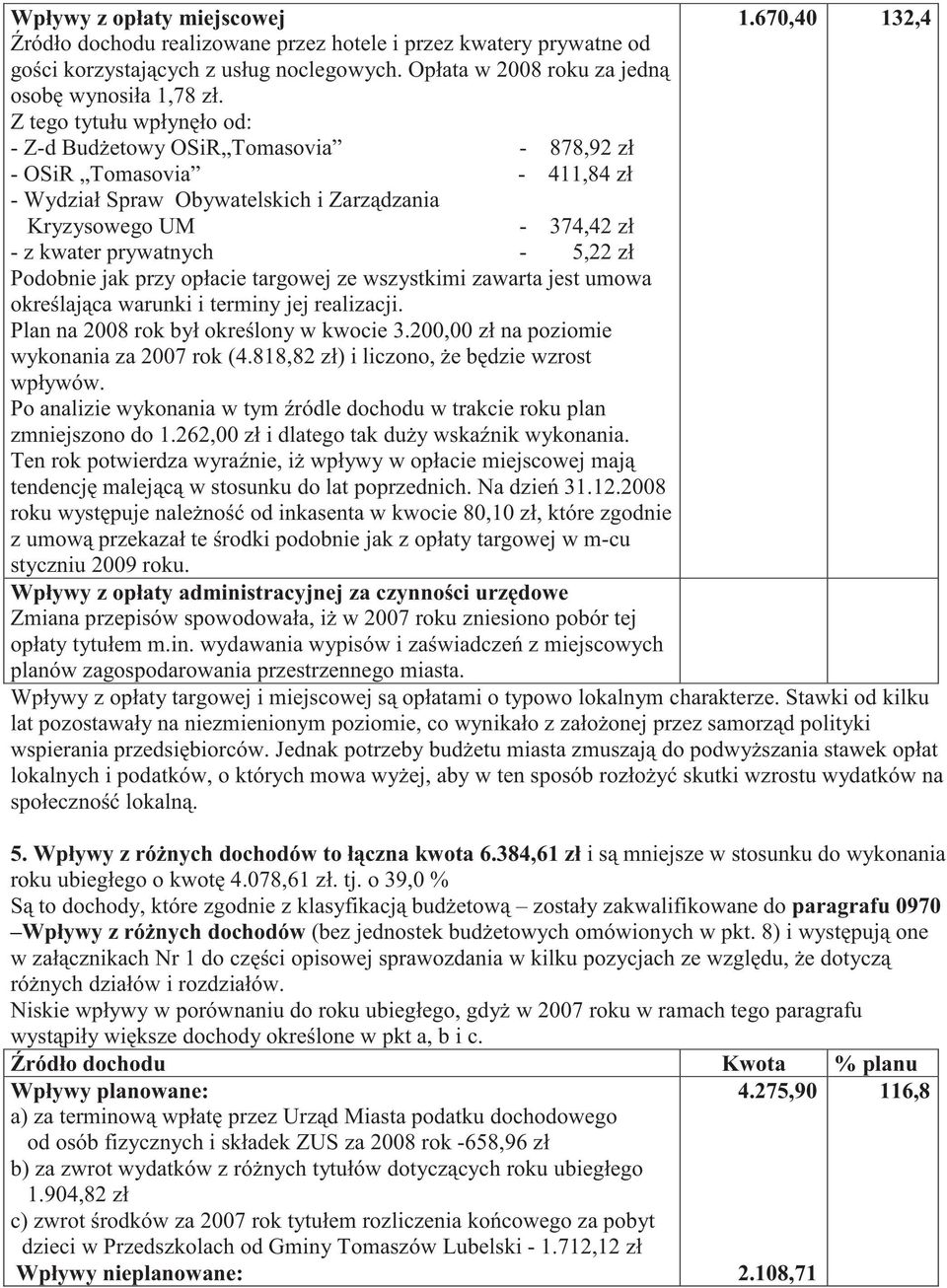 zł Podobnie jak przy opłacie targowej ze wszystkimi zawarta jest umowa okre laj ca warunki i terminy jej realizacji. Plan na 2008 rok był okre lony w kwocie 3.