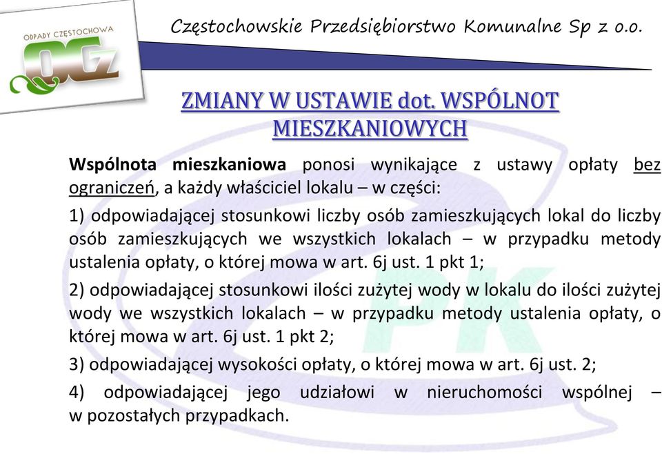 odpowiadającej stosunkowi liczby osób zamieszkujących lokal do liczby osób zamieszkujących we wszystkich lokalach w przypadku metody ustalenia opłaty, o której mowa w art.