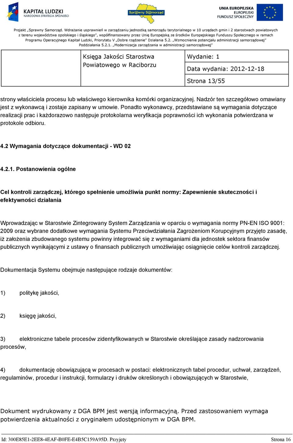 2 Wymagania dotyczące dokumentacji - WD 02 4.2.1.