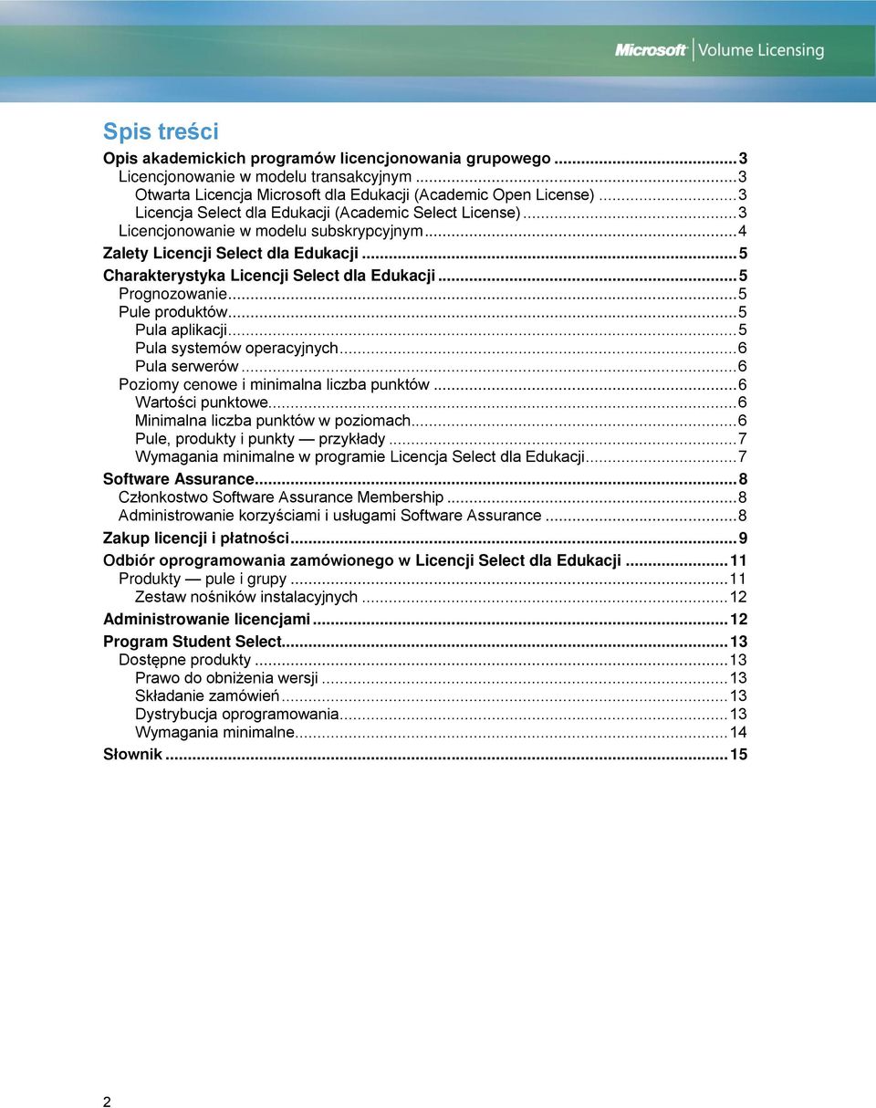 .. 5 Prognozowanie... 5 Pule produktów... 5 Pula aplikacji... 5 Pula systemów operacyjnych... 6 Pula serwerów... 6 Poziomy cenowe i minimalna liczba punktów... 6 Wartości punktowe.