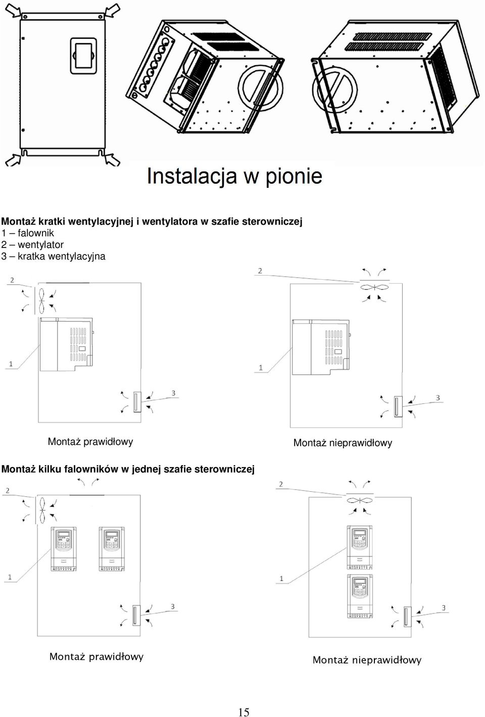 Montaż prawidłowy Montaż nieprawidłowy Montaż kilku