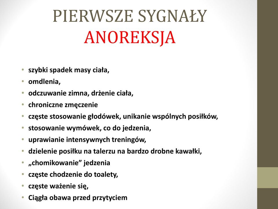 co do jedzenia, uprawianie intensywnych treningów, dzielenie posiłku na talerzu na bardzo drobne