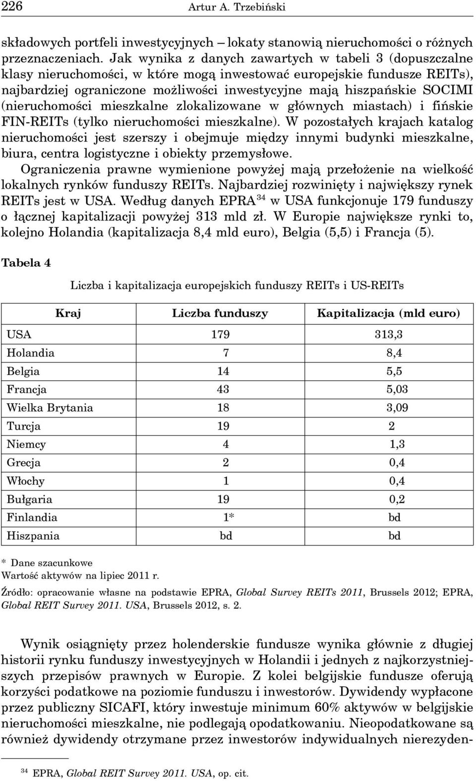 SOCIMI (nieruchomości mieszkalne zlokalizowane w głównych miastach) i fińskie FIN-REITs (tylko nieruchomości mieszkalne).