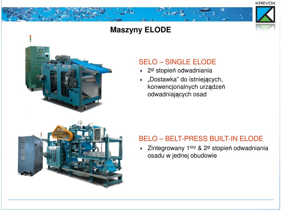 odwadniających osad BELO BELT-PRESS BUILT-IN ELODE