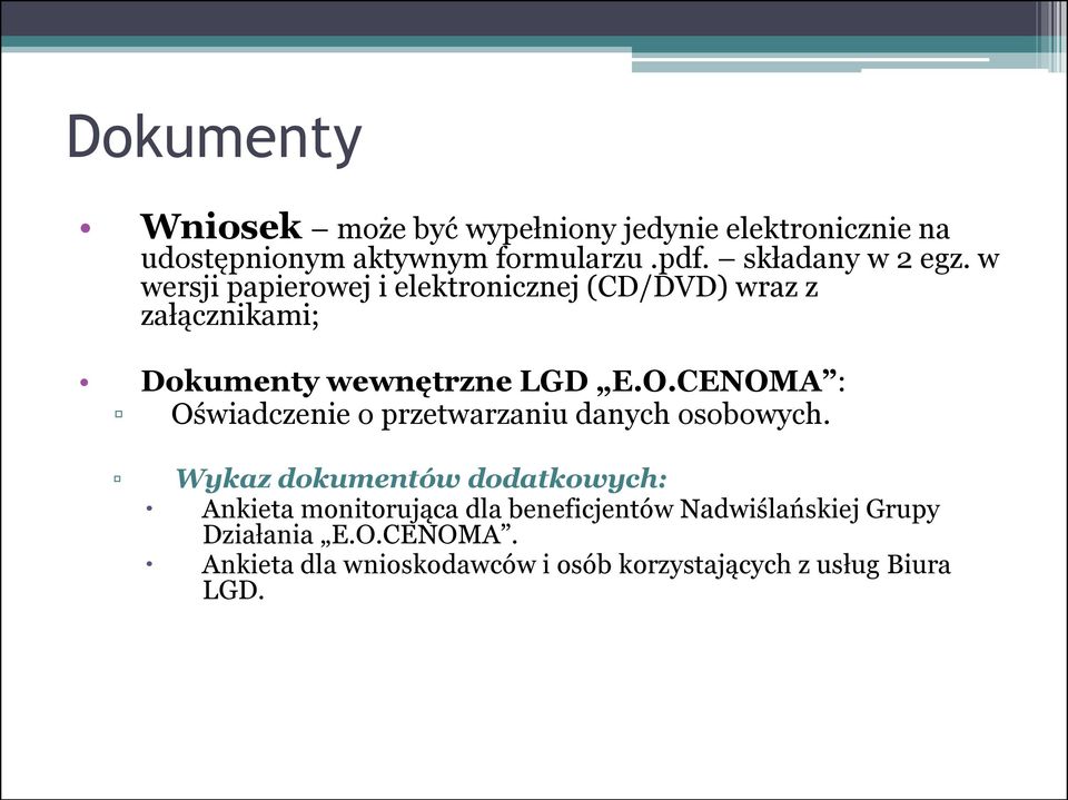 O.CENOMA : Oświadczenie o przetwarzaniu danych osobowych.