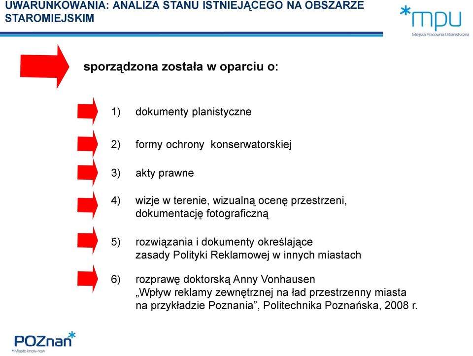 dokumentację fotograficzną 5) rozwiązania i dokumenty określające zasady Polityki Reklamowej w innych miastach 6)