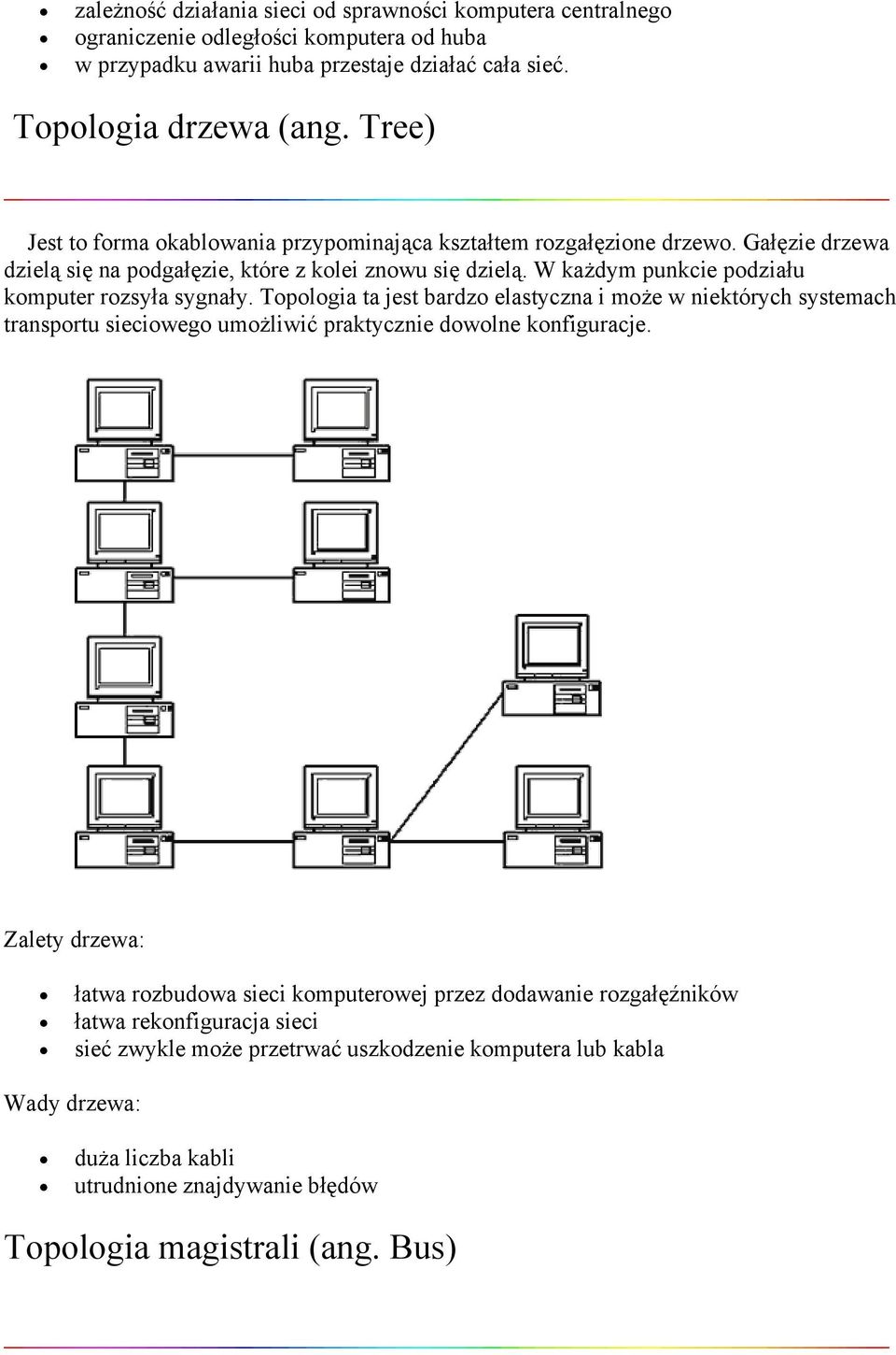 W każdym punkcie podziału komputer rozsyła sygnały. Topologia ta jest bardzo elastyczna i może w niektórych systemach transportu sieciowego umożliwić praktycznie dowolne konfiguracje.