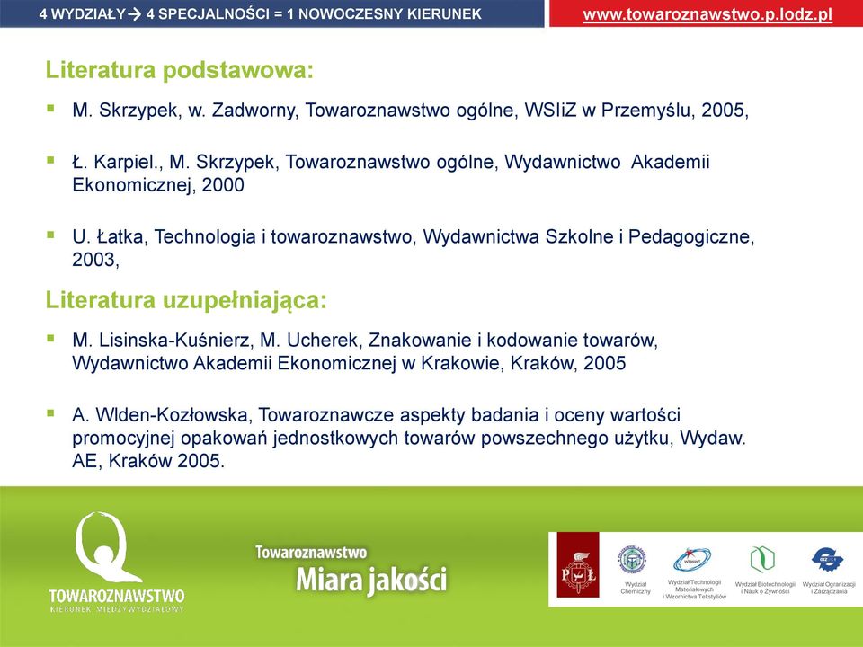 Łatka, Technologia i towaroznawstwo, Wydawnictwa Szkolne i Pedagogiczne, 2003, Literatura uzupełniająca: M. Lisinska-Kuśnierz, M.