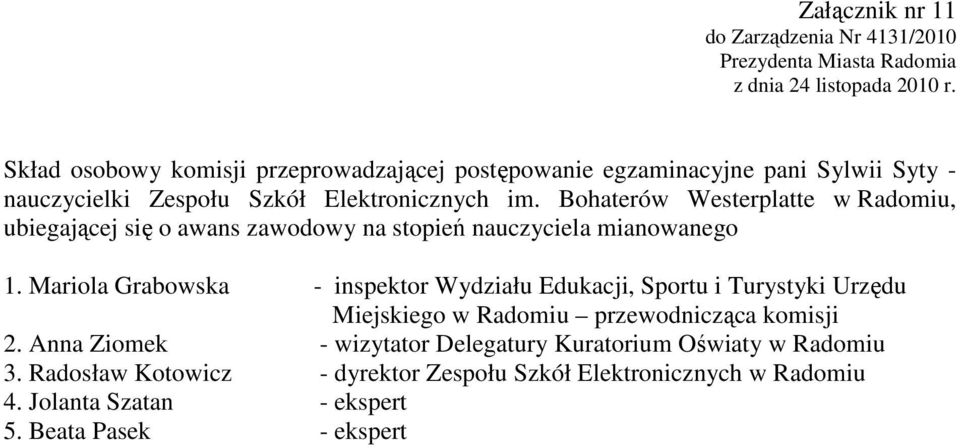 Mariola Grabowska - inspektor Wydziału Edukacji, Sportu i Turystyki Urzędu 2.