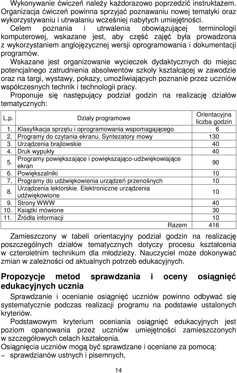 Wskazane jest organizowanie wycieczek dydaktycznych do miejsc potencjalnego zatrudnienia absolwentów szkoły kształcącej w zawodzie oraz na targi, wystawy, pokazy, umoŝliwiających poznanie przez