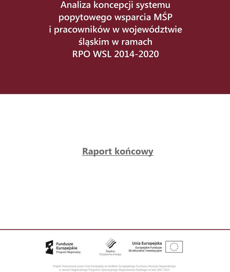 pracowników pracowników śląskim w województwie województwie ramach RPO śląskim śląskim WSL w ramach ramach RPO WSL RPO WSL Raport końcowy Projekt finansowany