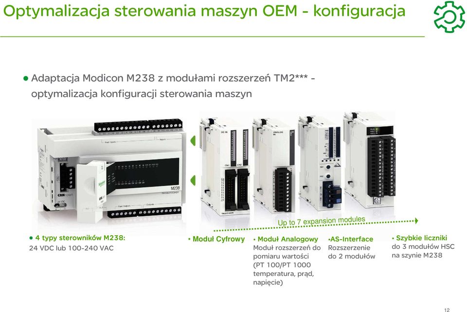 lub 100-240 VAC Moduł Cyfrowy Moduł Analogowy Moduł rozszerzeń do pomiaru wartości (PT 100/PT 1000