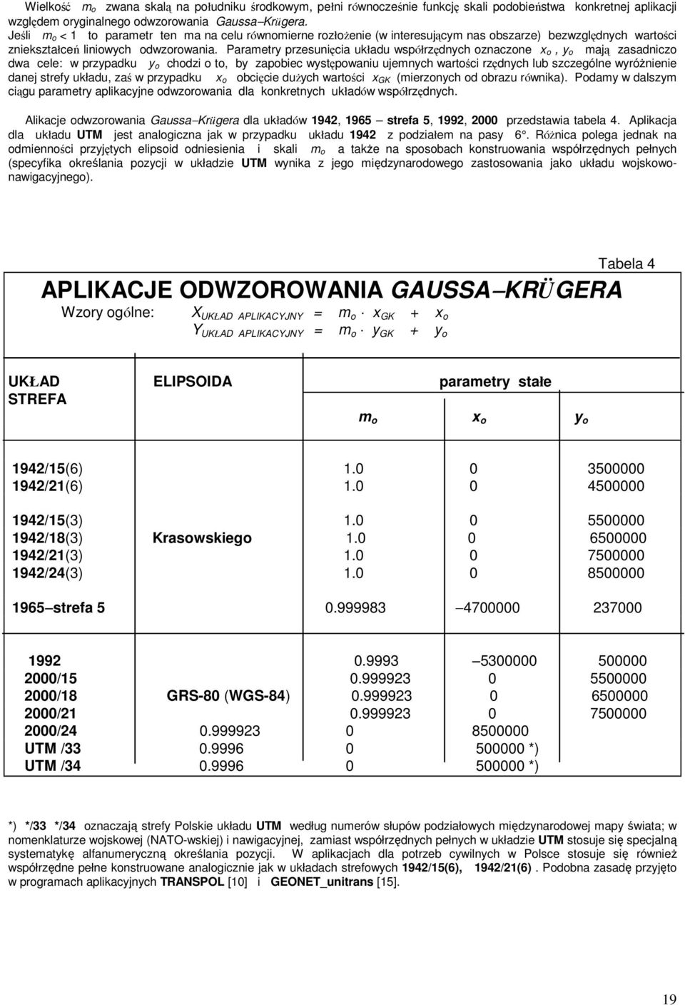 Parametry przesunięcia układu współrzędnych oznaczone x o, y o mają zasadniczo dwa cele: w przypadku y o chodzi o to, by zapobiec występowaniu ujemnych wartości rzędnych lub szczególne wyróŝnienie