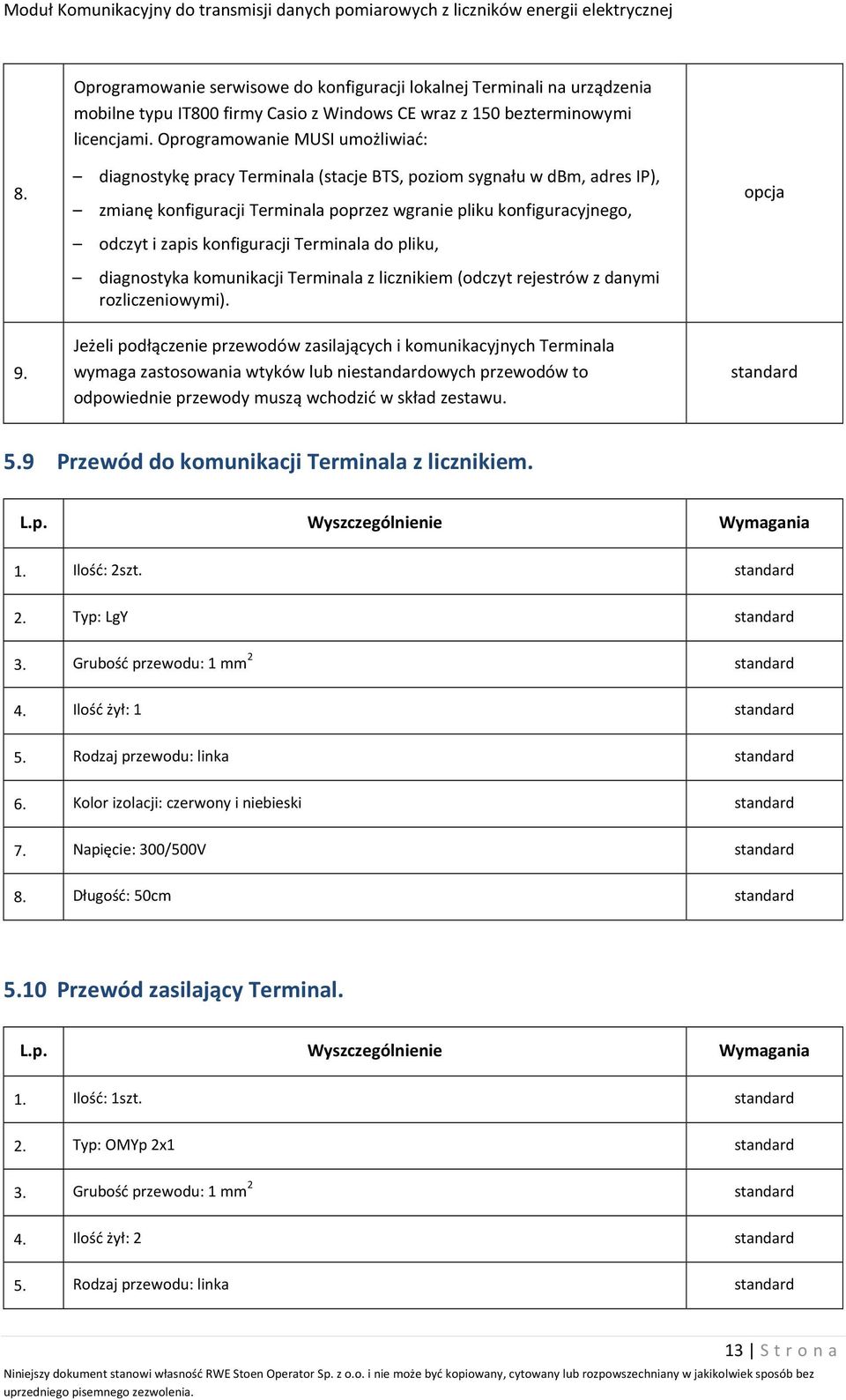 diagnostyka komunikacji Terminala z licznikiem (odczyt rejestrów z danymi rozliczeniowymi).