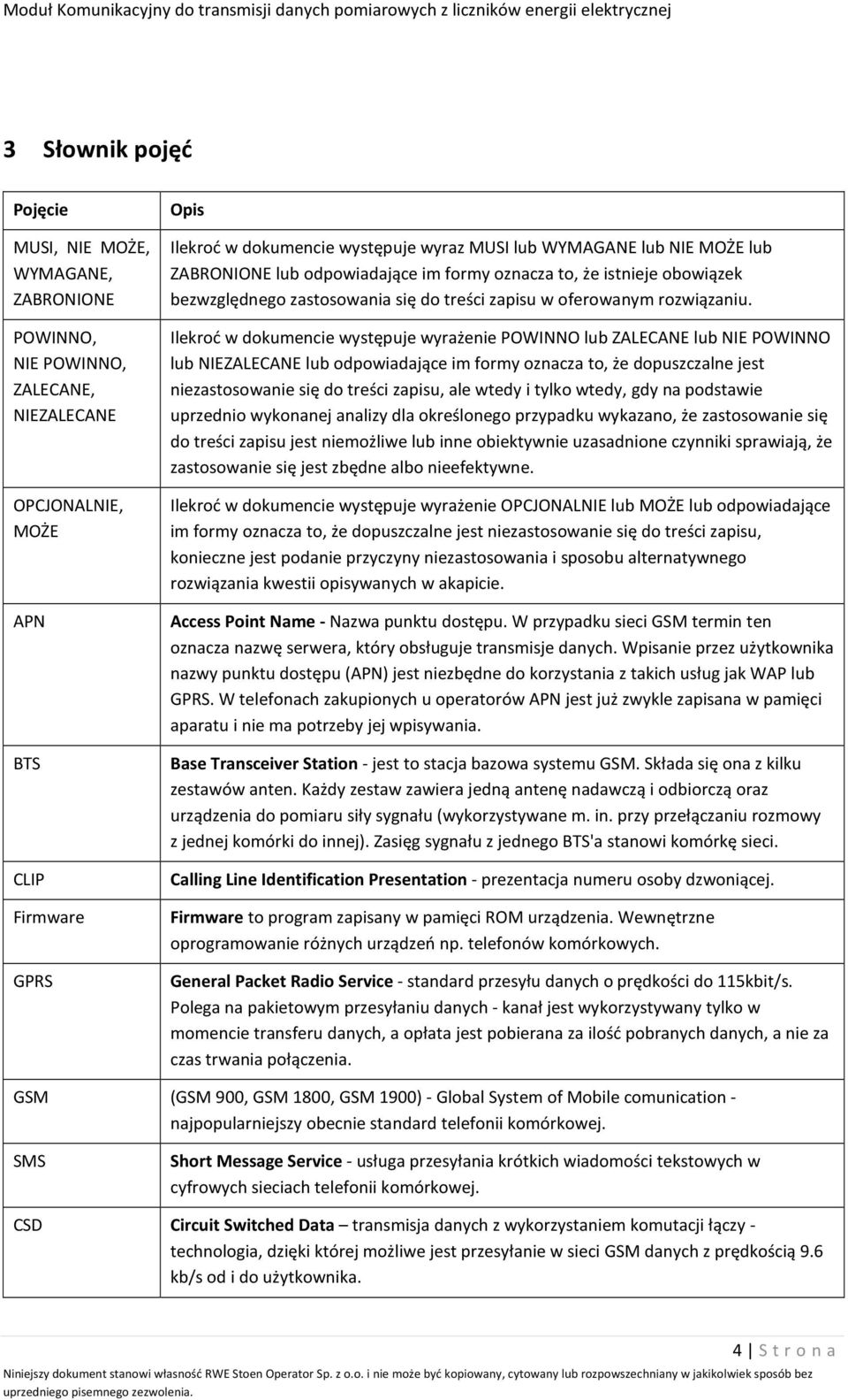 Ilekroć w dokumencie występuje wyrażenie POWINNO lub ZALECANE lub NIE POWINNO lub NIEZALECANE lub odpowiadające im formy oznacza to, że dopuszczalne jest niezastosowanie się do treści zapisu, ale