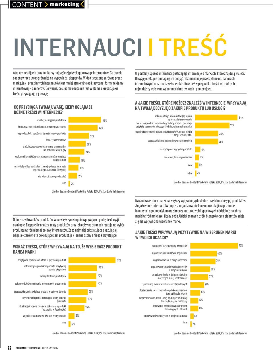 co ważne, co siódma osoba nie jest w stanie określić, jakie treści przyciągają jej uwagę. W podobny sposób internauci postrzegają informacje o markach, które znajdują w sieci.