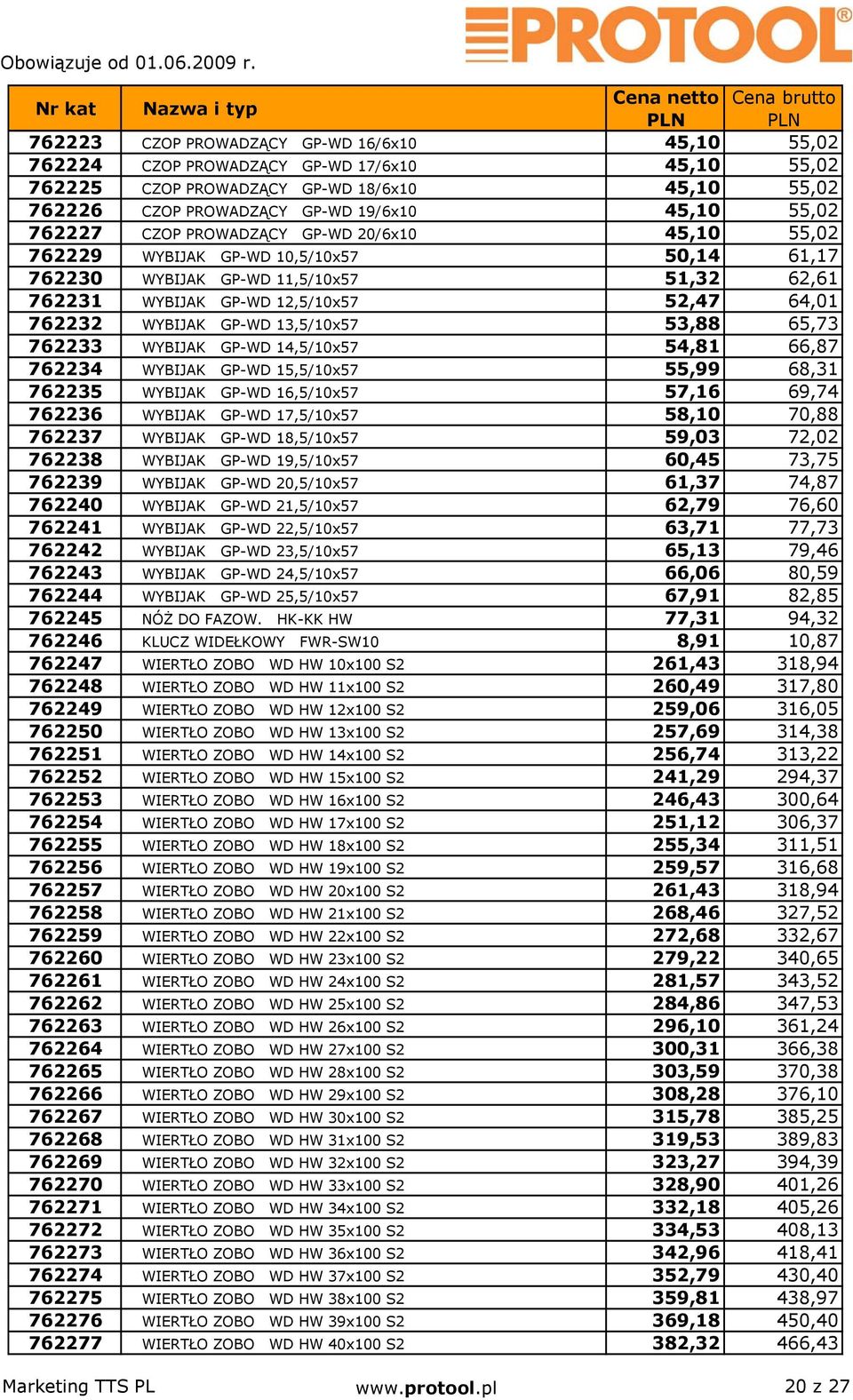 GP-WD 13,5/10x57 53,88 65,73 762233 WYBIJAK GP-WD 14,5/10x57 54,81 66,87 762234 WYBIJAK GP-WD 15,5/10x57 55,99 68,31 762235 WYBIJAK GP-WD 16,5/10x57 57,16 69,74 762236 WYBIJAK GP-WD 17,5/10x57 58,10