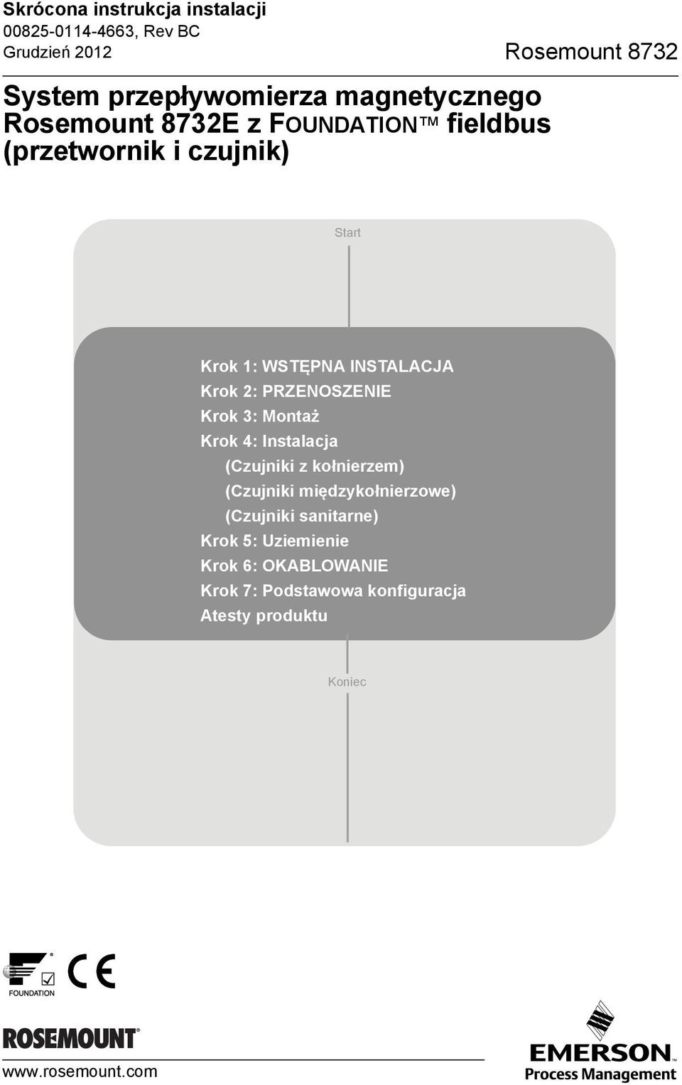 Krok 3: Montaż Krok 4: Instalacja (Czujniki z kołnierzem) (Czujniki międzykołnierzowe) (Czujniki sanitarne)