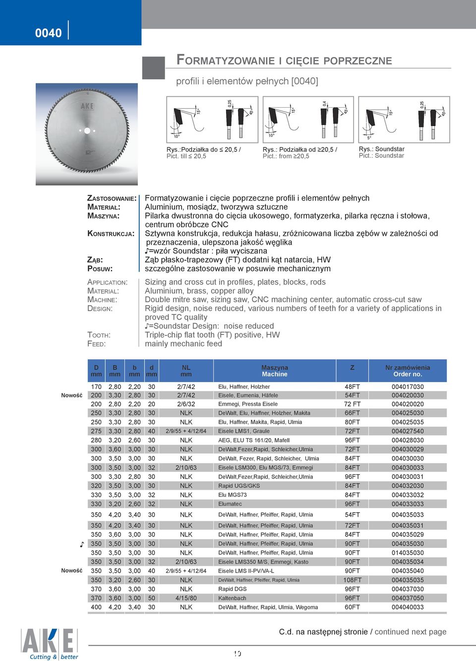 : Soundstar Zastosowanie: Formatyzowanie i cięcie poprzeczne profili i elementów pełnych Materiał: Aluminium, mosiądz, tworzywa sztuczne Maszyna: Pilarka dwustronna do cięcia ukosowego, formatyzerka,