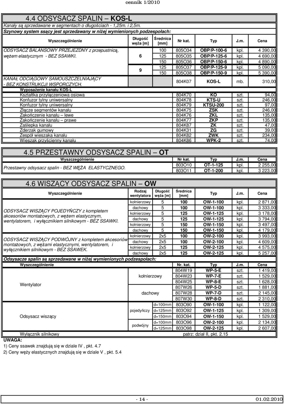 4 390,00 węŝem elastycznym - BEZ SSAWKI. 6 805O35 OBP/P--6 kpl. 4 690,00 150 805O36 OBP/P-150-6 kpl. 4 890,00 9 805O37 OBP/P--9 kpl. 5 090,00 150 805O38 OBP/P-150-9 kpl.