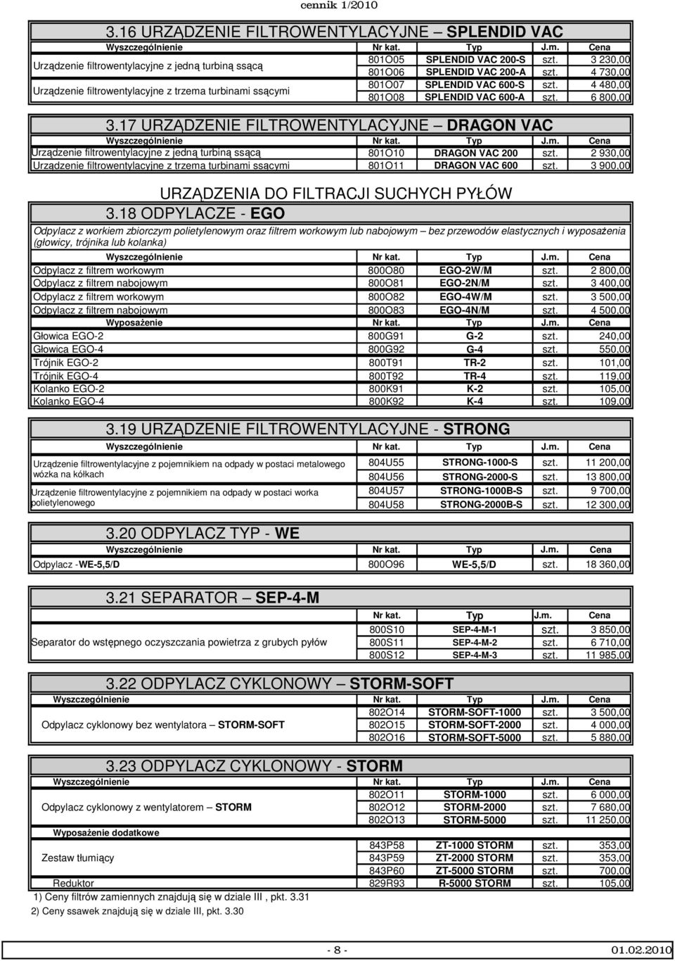 17 URZĄDZENIE FILTROWENTYLACYJNE DRAGON VAC Urządzenie filtrowentylacyjne z jedną turbiną ssącą 801O10 DRAGON VAC 200 2 930,00 Urządzenie filtrowentylacyjne z trzema turbinami ssącymi 801O11 DRAGON