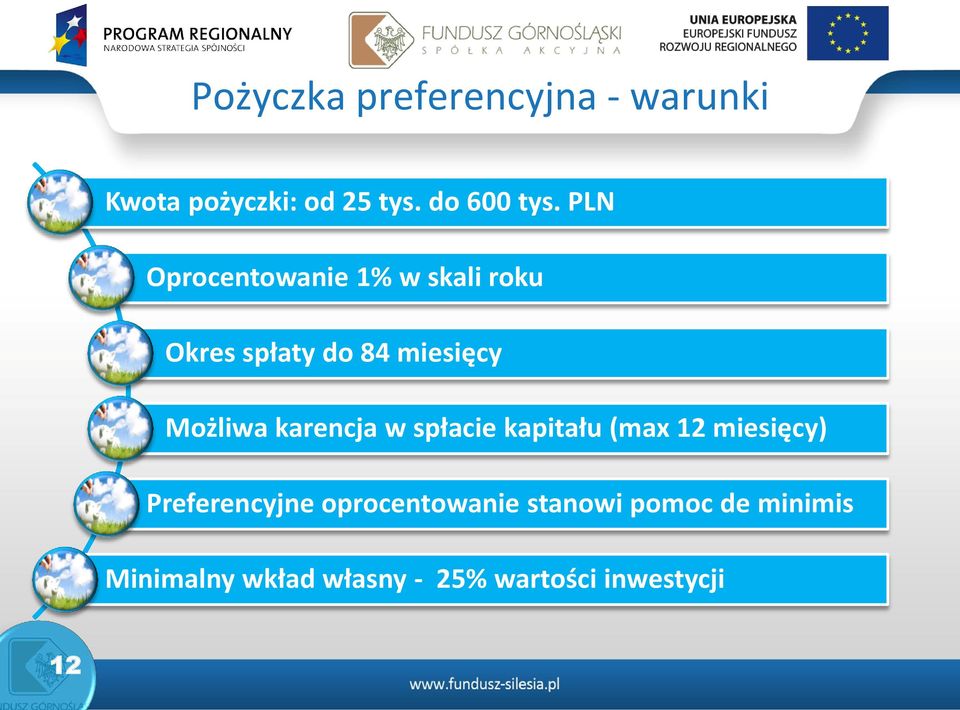 karencja w spłacie kapitału (max 12 miesięcy) Preferencyjne