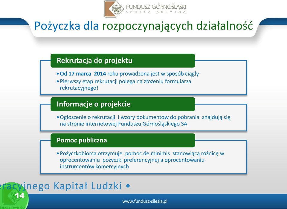 Informacje o projekcie Ogłoszenie o rekrutacji i wzory dokumentów do pobrania znajdują się na stronie internetowej Funduszu