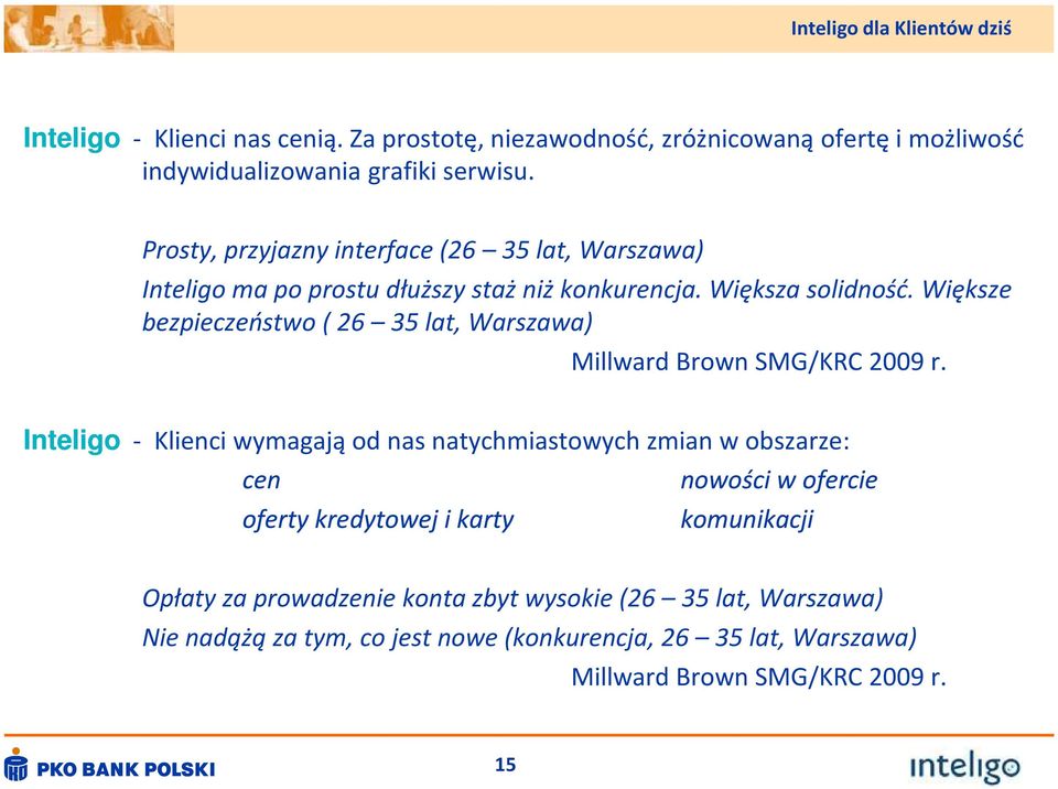 Większe bezpieczeństwo ( 26 35 lat, Warszawa) Millward Brown SMG/KRC 2009 r.