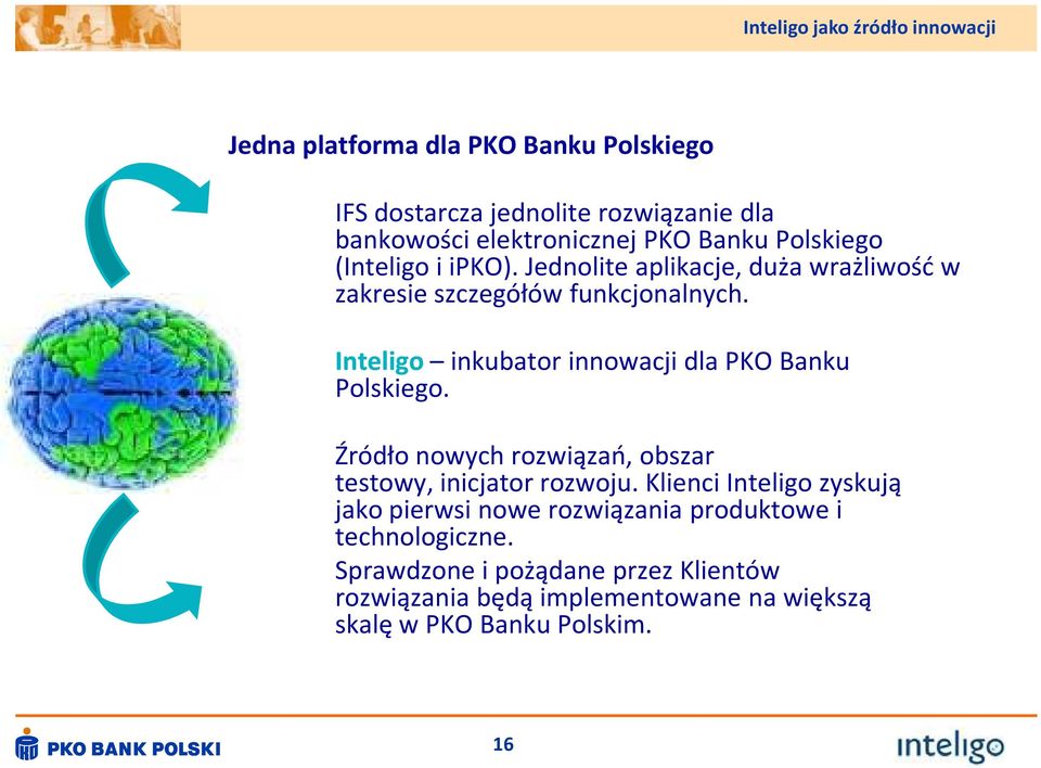 Inteligo inkubator innowacji dla PKO Banku Polskiego. Źródło nowych rozwiązań, obszar testowy, inicjator rozwoju.