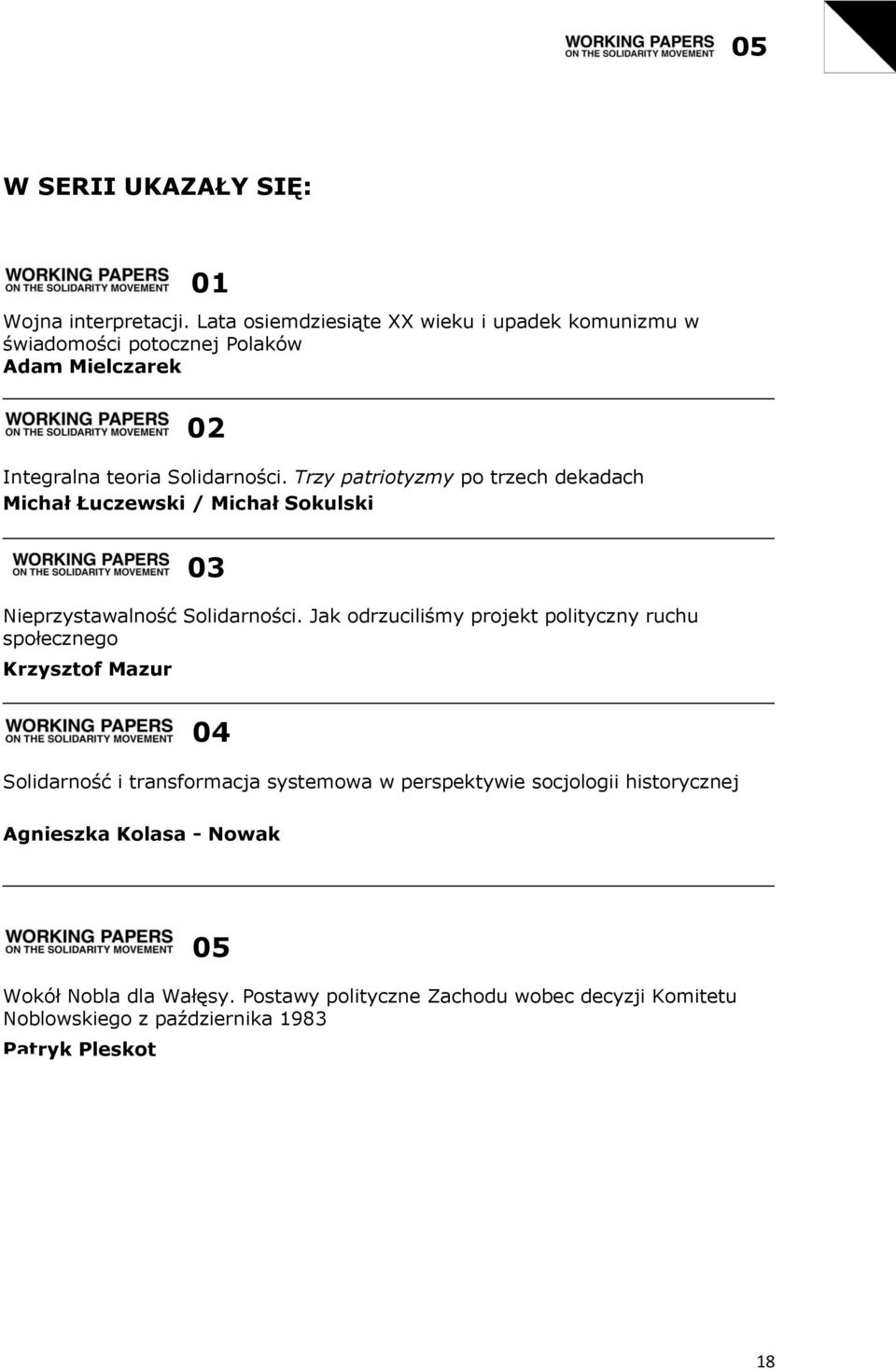 Trzy patriotyzmy po trzech dekadach Michał Łuczewski / Michał Sokulski 03 Nieprzystawalność Solidarności.