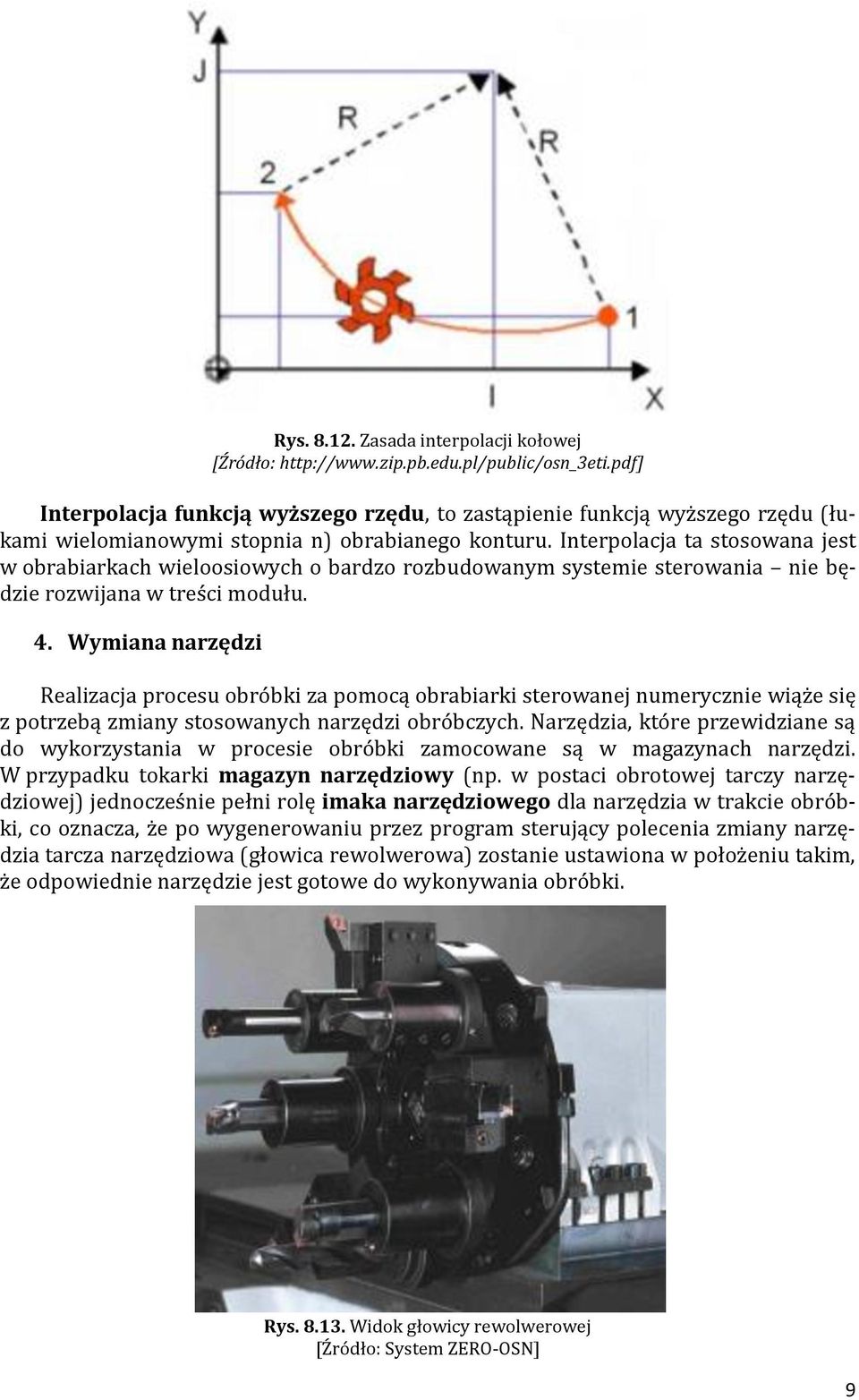 Interpolacja ta stosowana jest w obrabiarkach wieloosiowych o bardzo rozbudowanym systemie sterowania nie będzie rozwijana w treści modułu. 4.