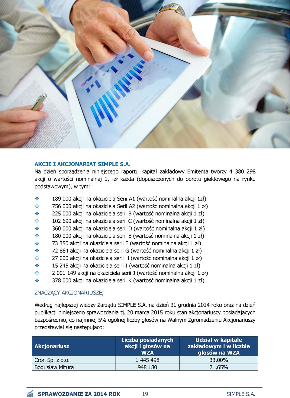 (wartość nominalna akcji 1 zł) 102 690 akcji na okaziciela serii C (wartość nominalna akcji 1 zł) 360 000 akcji na okaziciela serii D (wartość nominalna akcji 1 zł) 180 000 akcji na okaziciela serii