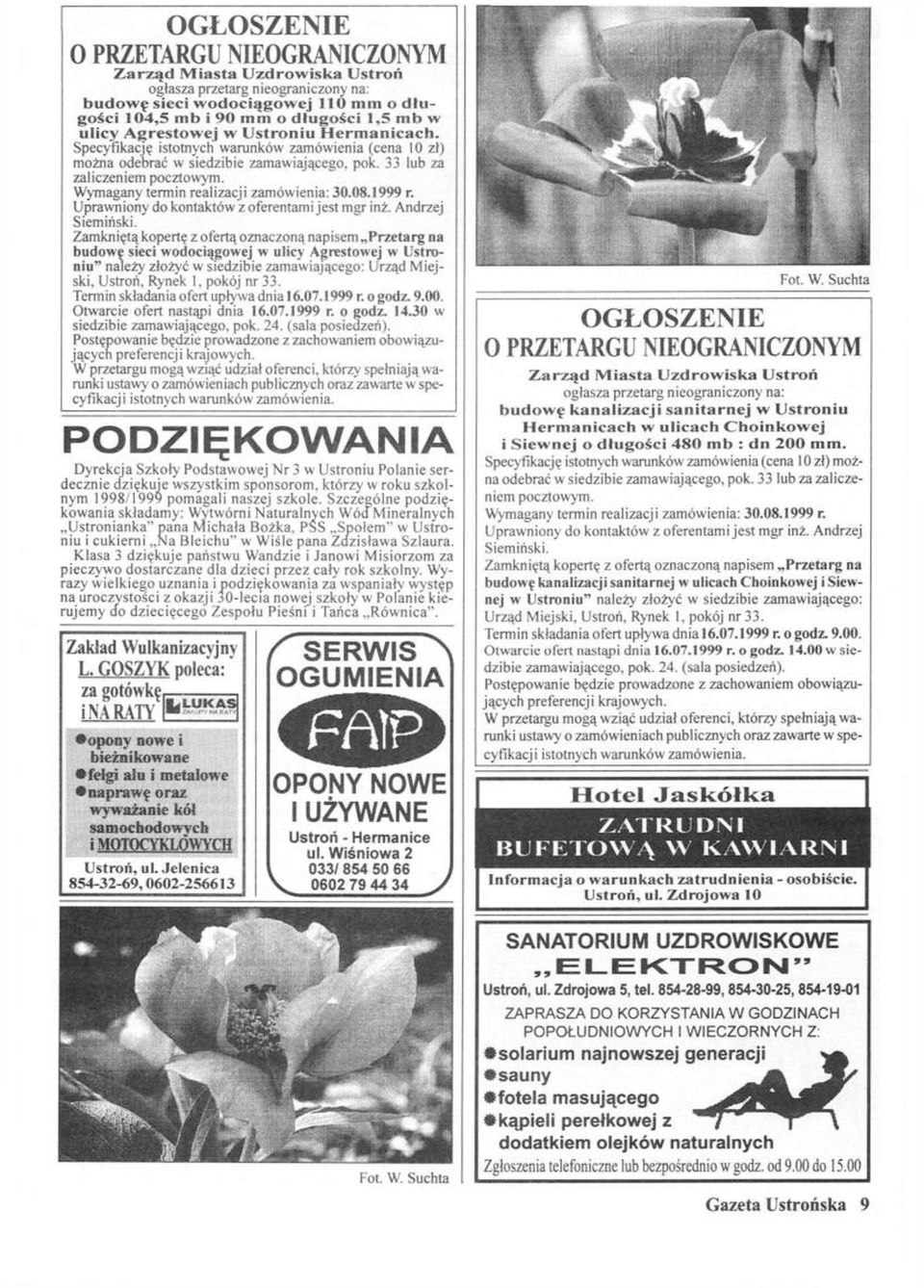 Wymagany termin realizacji zamówienia: 30.08.1999 r. Uprawniony do kontaktów z oferentami jest mgr inż. Andrzej Siemiński.