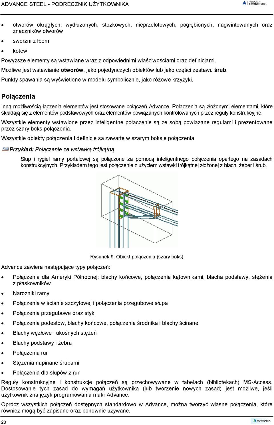 Połączenia Inną możliwością łączenia elementów jest stosowane połączeń Advance.