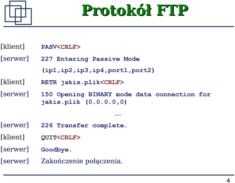 RETR jakis.plik<crlf> 150 Opening BINARY mode data connection for jakis.