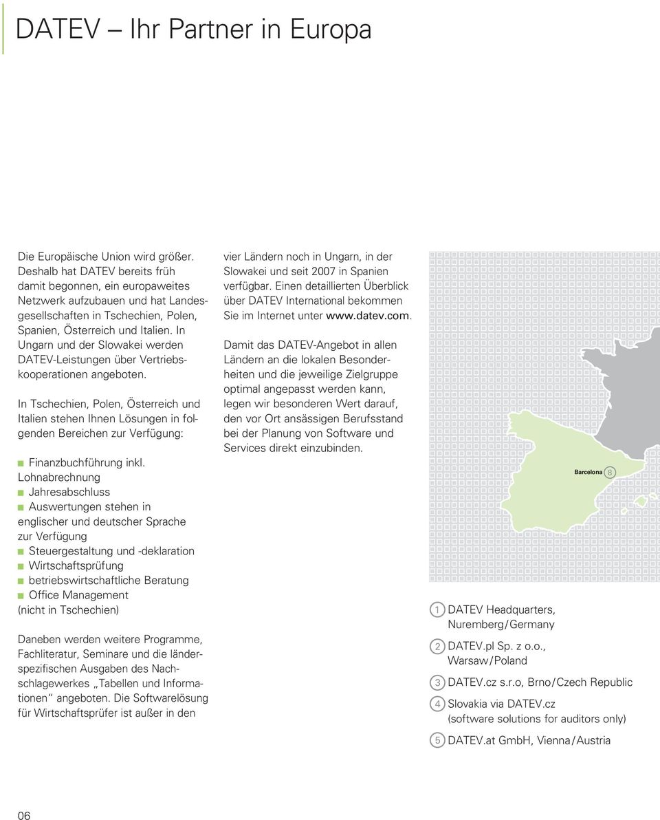 In ngarn und der Slowakei werden DATEV-Leistungen über Vertriebskooperationen angeboten.