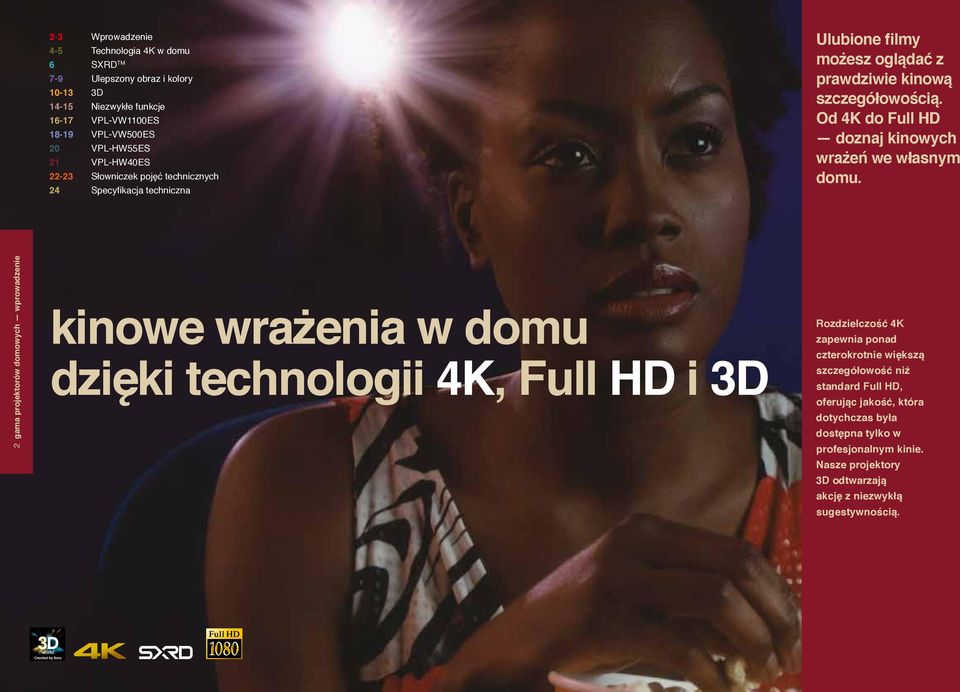 Od 4K do Full HD doznaj kinowych wrażeń we własnym domu.